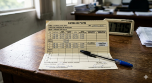 cartão de ponto manual de papel preenchido